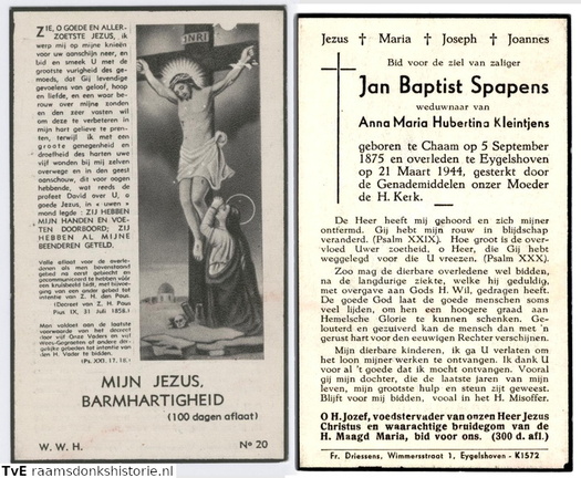 Jan Baptist Spapens Anna Maria Hubertina Kleintjens