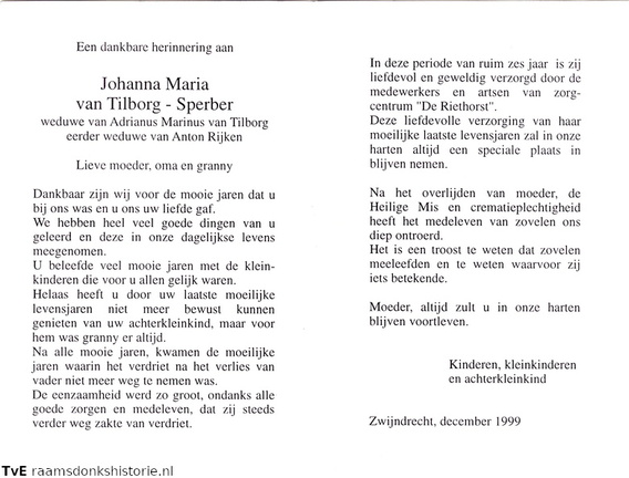 Johanna Maria Sperber Adrianus Marinus van Tilborg Anton Rijken