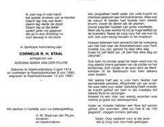 Cornelis R H Staal Adriana Maria van der Pluym