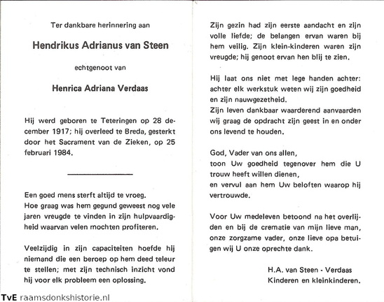 Hendrikus Adrianus van Steen Henrica Adriana Verdaas