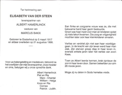 Elisabeth van der Steen Albert Hamerlinck-Marcus Bakx