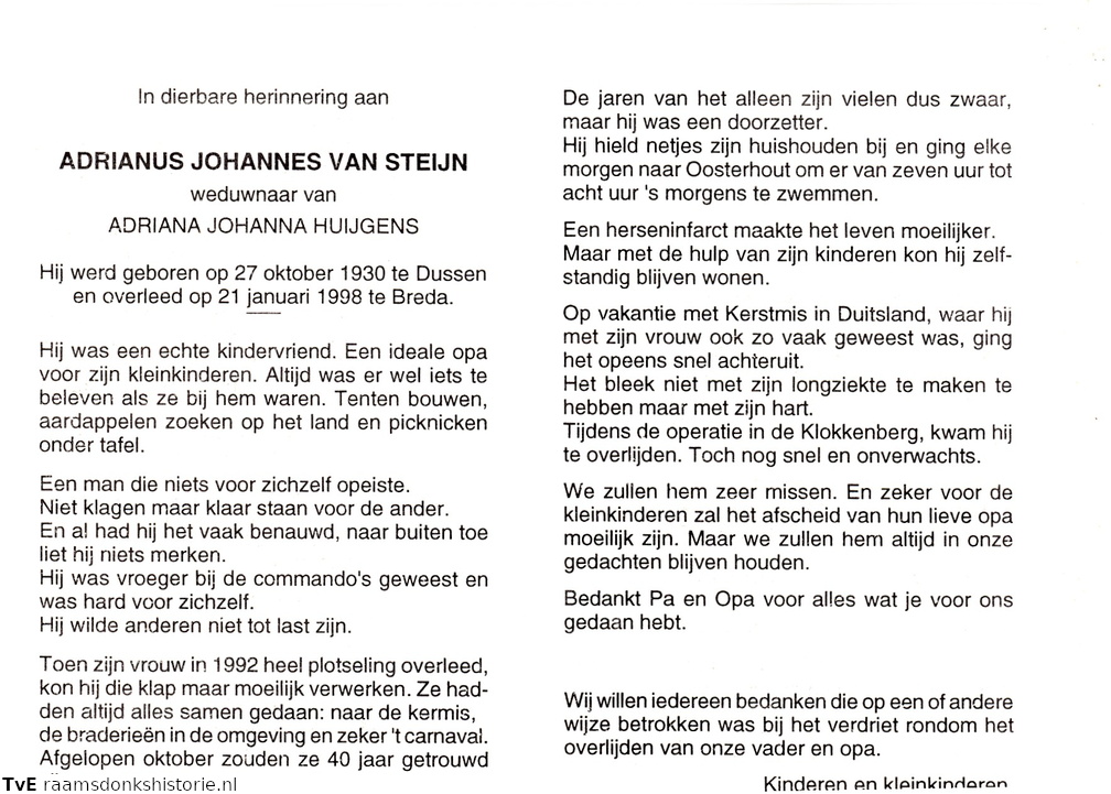 Adrianus Johannes van Steijn Adriana Johanna Huijgens