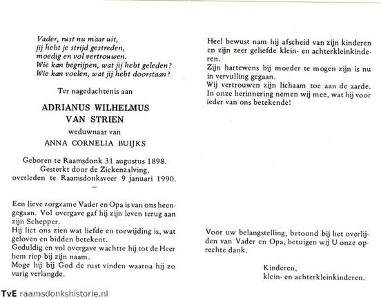 Adrianus Wilhelmus van Strien Anna Cornelia Buijks