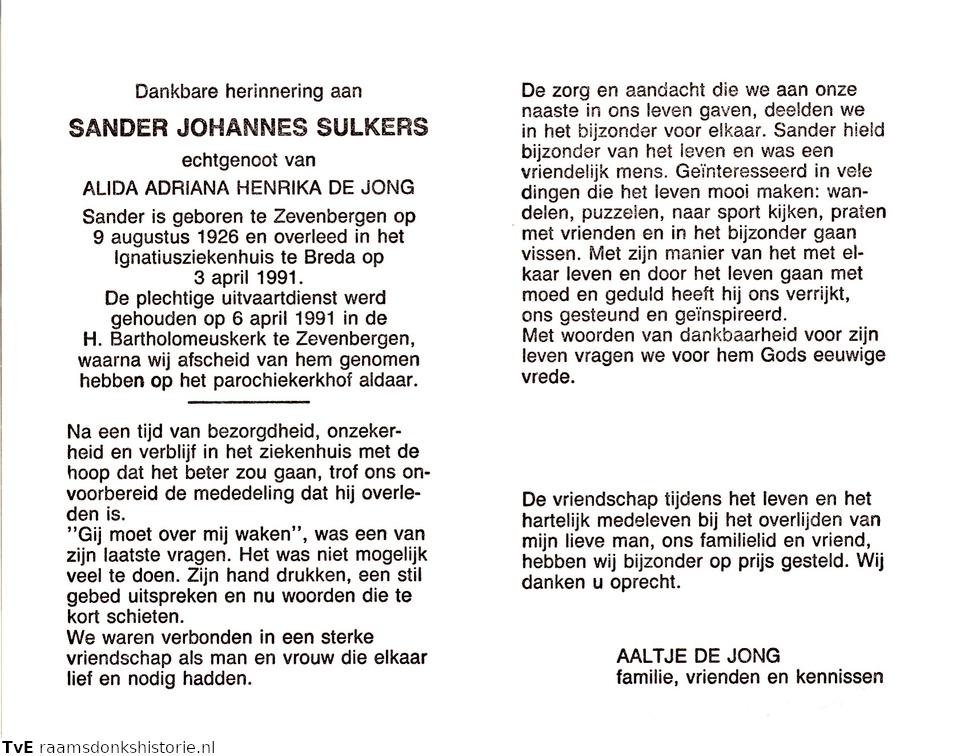 Sander Johannes Sulkers Alida Adriana Henrika de Jong