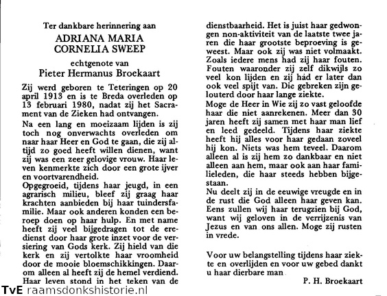 Adriana Maria Cornelia Sweep Pieter Hermanus Broekaart
