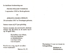 Johanna Maria Swolfs Pieter Willem Vermeer