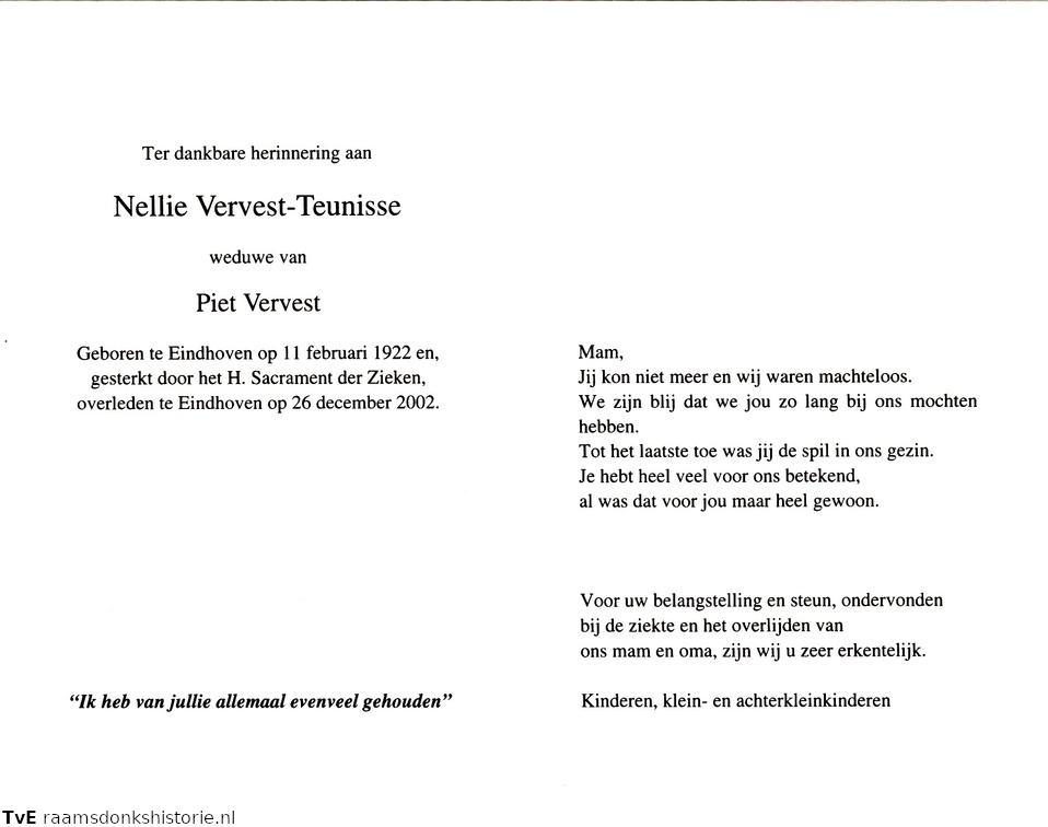 Nellie Teunisse Piet Vervest