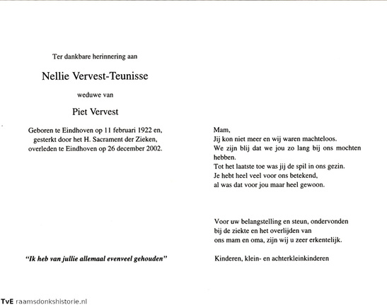 Nellie Teunisse Piet Vervest