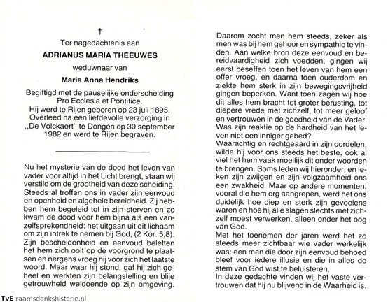 Adrianus Maria Theeuwes Maria Anna Hendriks