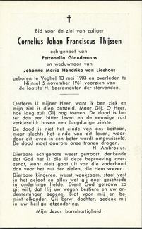 Cornelius Johan Franciscus Thijssen Petronella Glaudemans  Johanna MH van Lieshout