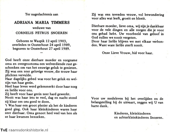 Adriana Maria Timmers Cornelis Petrus Snoeren