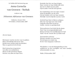 Anna Cornelia Toebak Johannes Adrianus van Groesen
