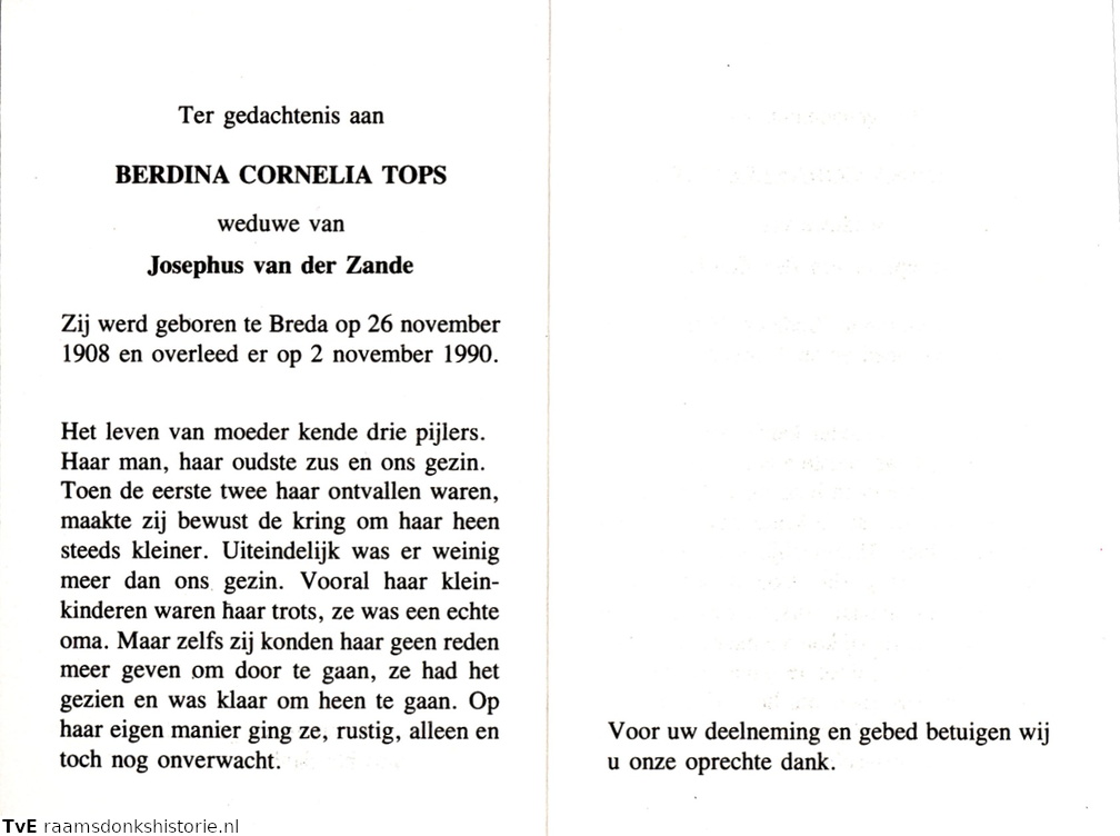 Berdina Cornelia Tops Josephus van der Zande