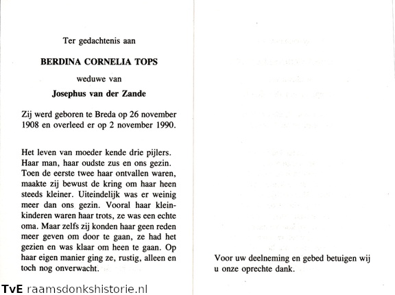 Berdina Cornelia Tops Josephus van der Zande