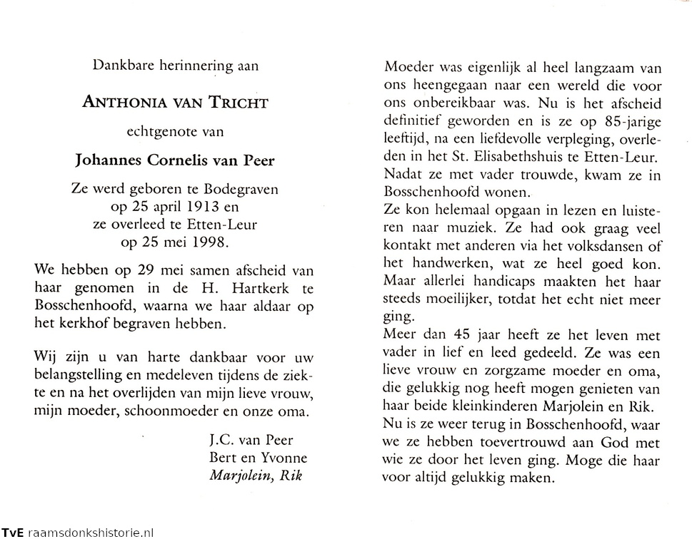 Anthonia van Tricht Johannes Cornelis van Peer