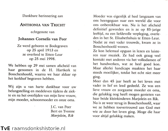 Anthonia van Tricht Johannes Cornelis van Peer