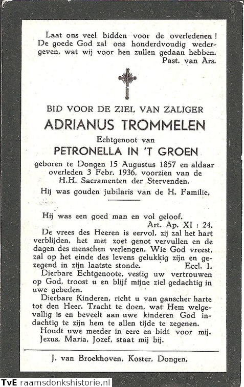 Adrianus Trommelen Petronella in t Groen