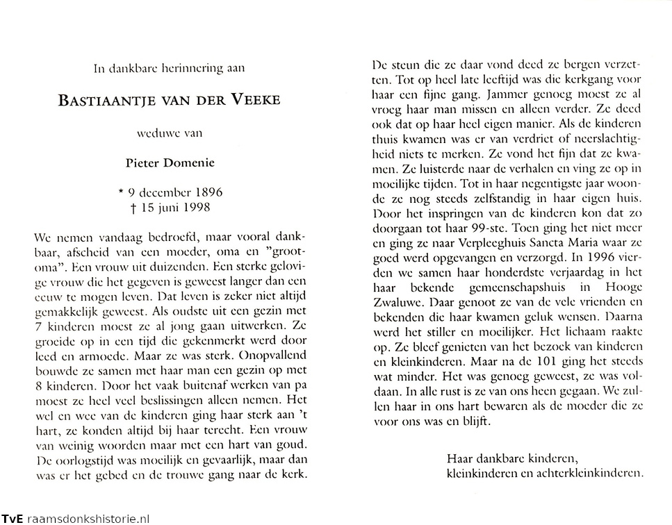 Bastiaantje van der Veeke Pieter Domenie
