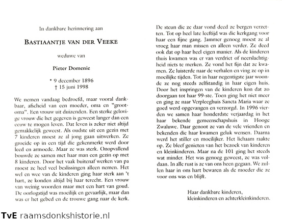 Bastiaantje van der Veeke Pieter Domenie