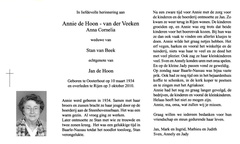 Anna Cornelia van der Veeken Jan de Hoon Stan van Beek