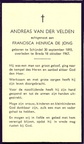 Andreas van der Velden Francisca Henrica de Jong