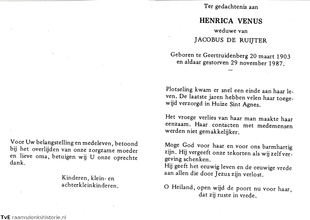 Henrica Venus Jacobus de Ruijter