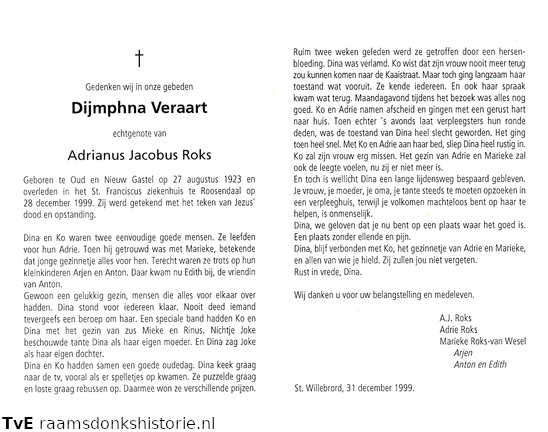 Dijmphna Veraart Adrianus Jacobus Roks