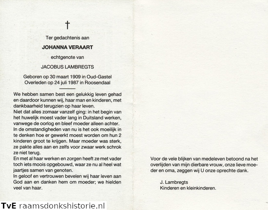Johanna Veraart Jacobus Lambregts