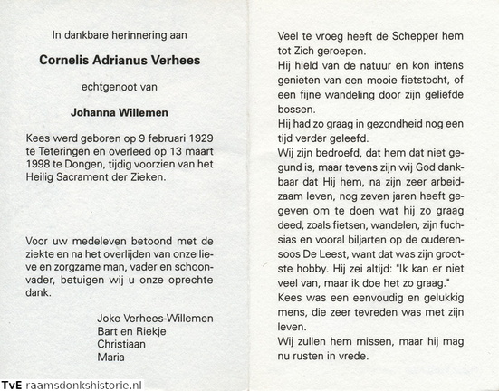 Cornelis Adrianus Verhees  Johanna Willemen
