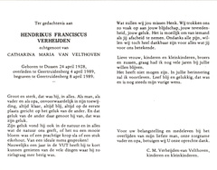 Hendrikus Franciscus Verheijden  Catharina Maria van Velthoven