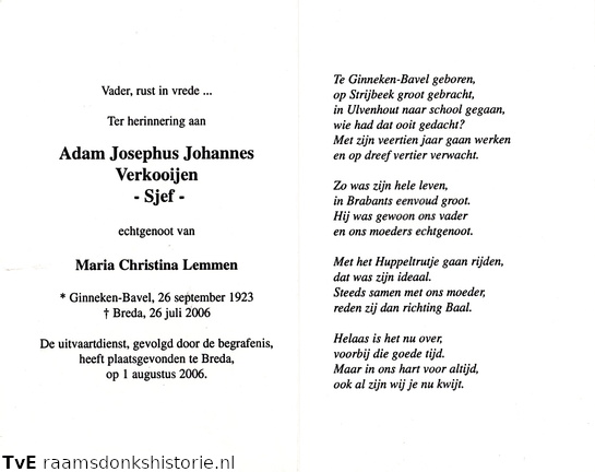 Adam Josephus Johannes Verkooijen Maria Christina Lemmen