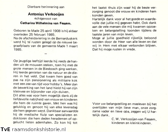Antonius Verkooijen  Catharina Wilhelmina van Fessem