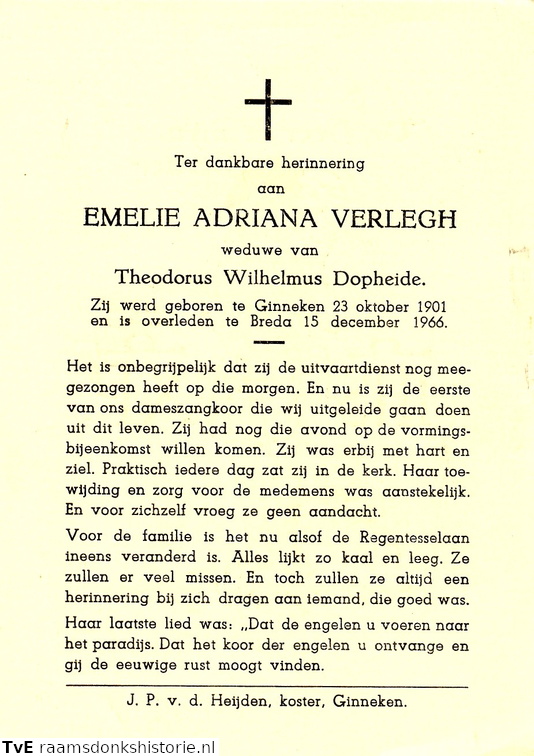 Emelie Adriana Verlegh  Theodorus Wilhelmus Dopheide