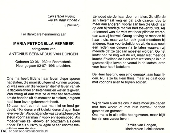 Maria Petronella Vermeer  Antonius Bernardus van Dongen