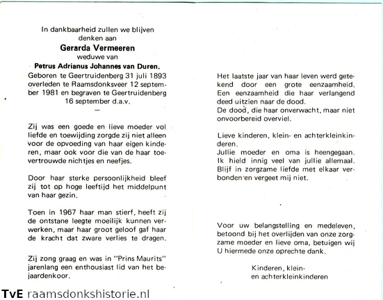 Gerarda Vermeeren  Petrus Adrianus Johannes van Duren