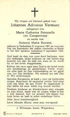 Johannes Adrianus Vermunt Maria Catharina Petronella van Campenhout Antonia Maria Reniers