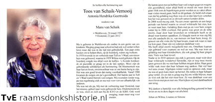 Antonia Hendrika Geertruida Vernooij  Mans van Schaik
