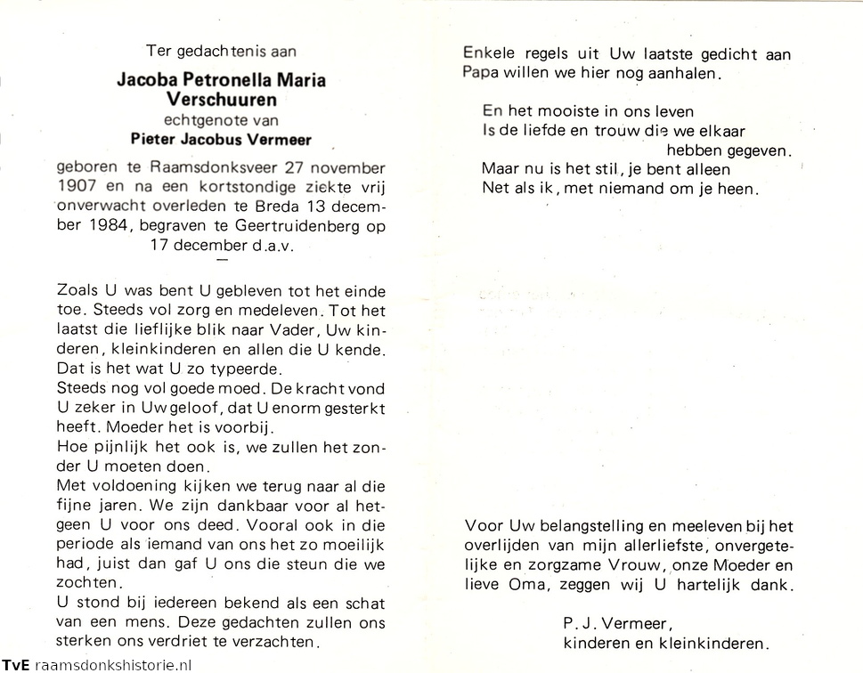 Jacoba Petronella Maria Verschuuren Pieter Jacobus Vermeer