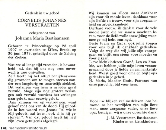 Cornelis Johannes Verstraten  Johanna Maria Bastiaanssen