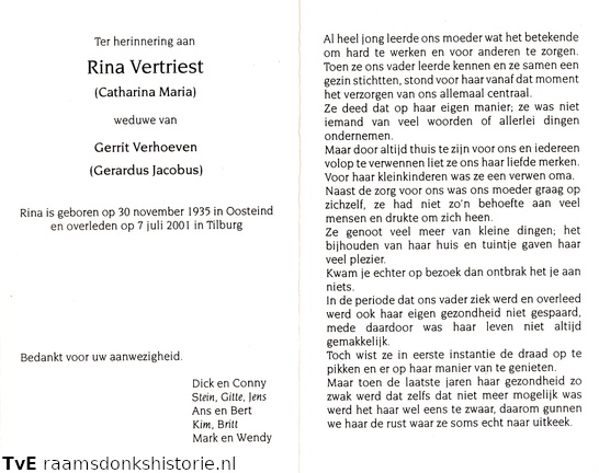 Catharina Maria Vertriest  Gerardus Jacobus Verhoeven
