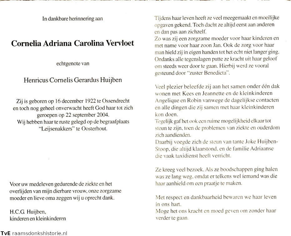 Cornelia Adriana Carolina Vervloet  Henricus Cornelis Gerardus Huijben