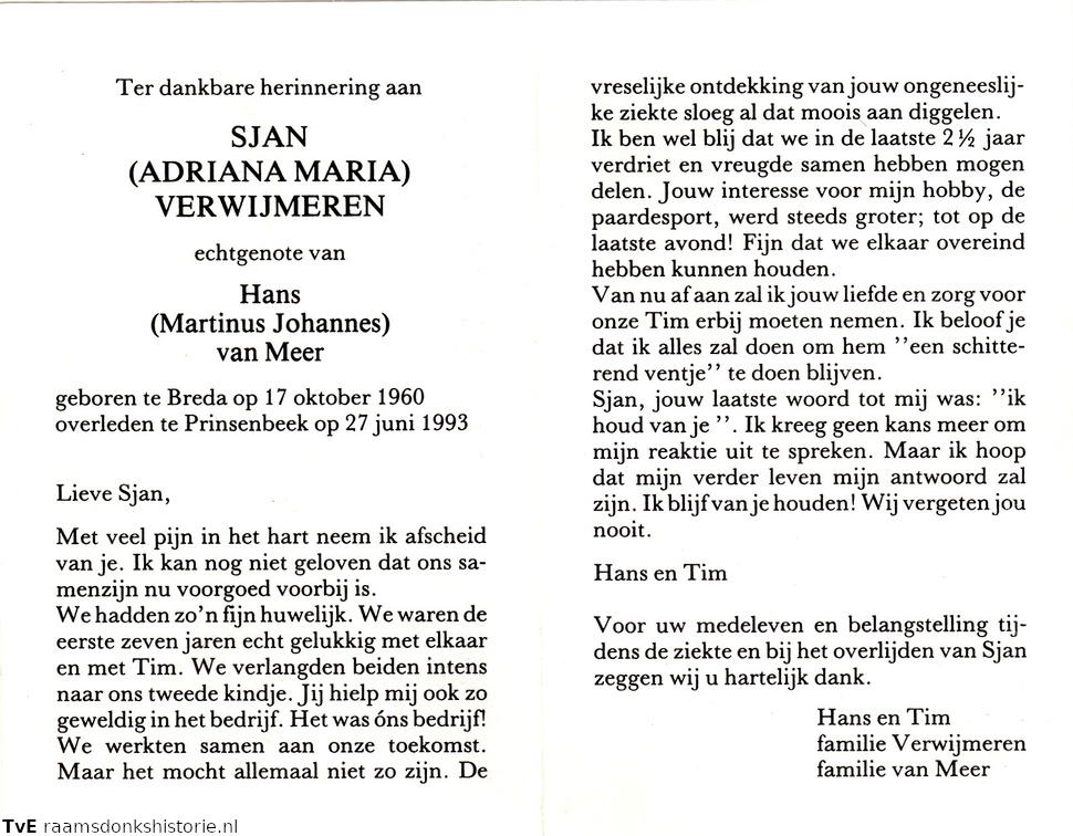 Adriana Maria Verwijmeren  Martinus Johannes van Meer