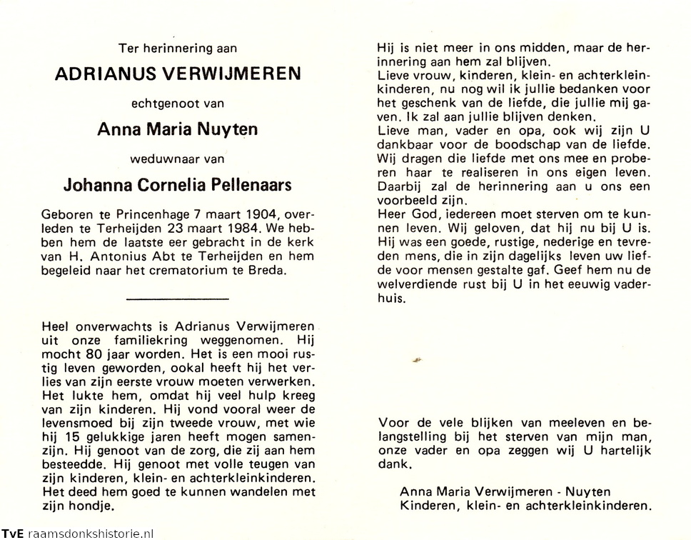Adrianus Verwijmeren  Anna Maria Nuyten  Johanna Cornelia Pellenaars
