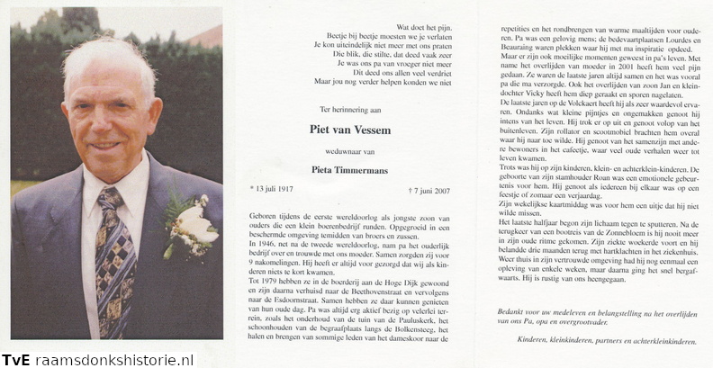 Piet van Vessem  Pieta Timmermans