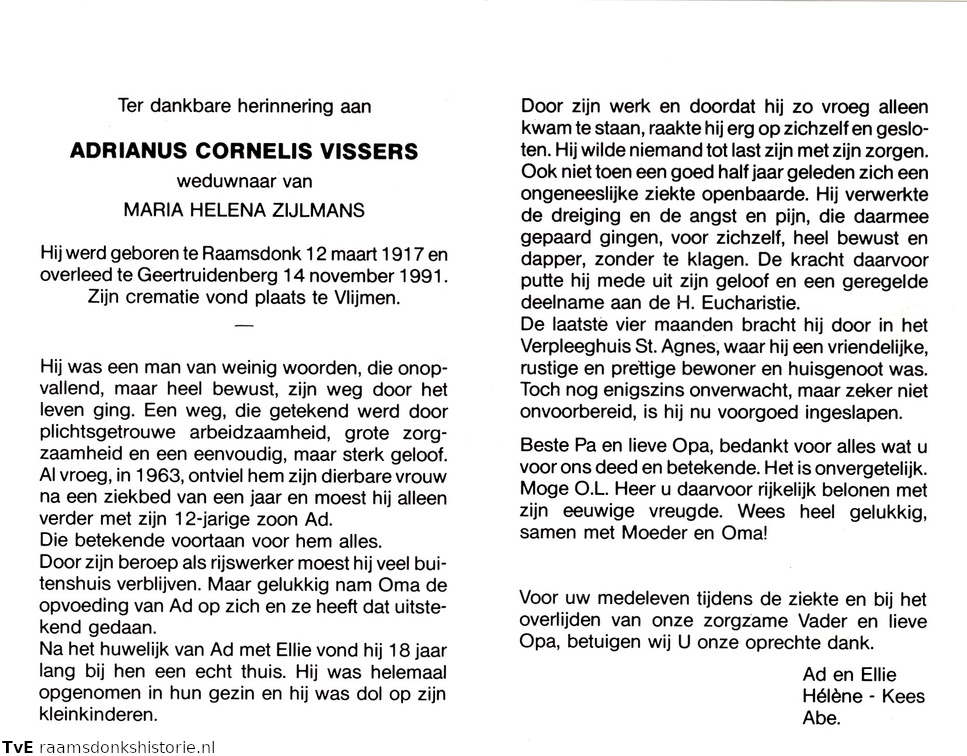 Adrianus Cornelis Vissers  Maria Helena Zijlmans