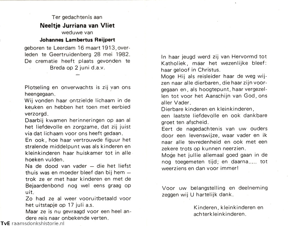 Neeltje Jurriana van Vliet  Johannes Lambertus Reijpert