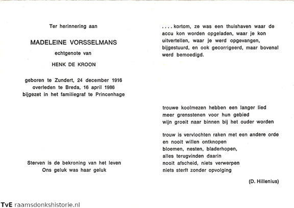 Madeleine Vorsselmans Henk de Kroon