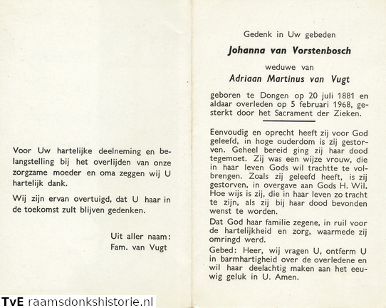 Johanna van Vorstenbosch  Adriaan Martinus van Vugt