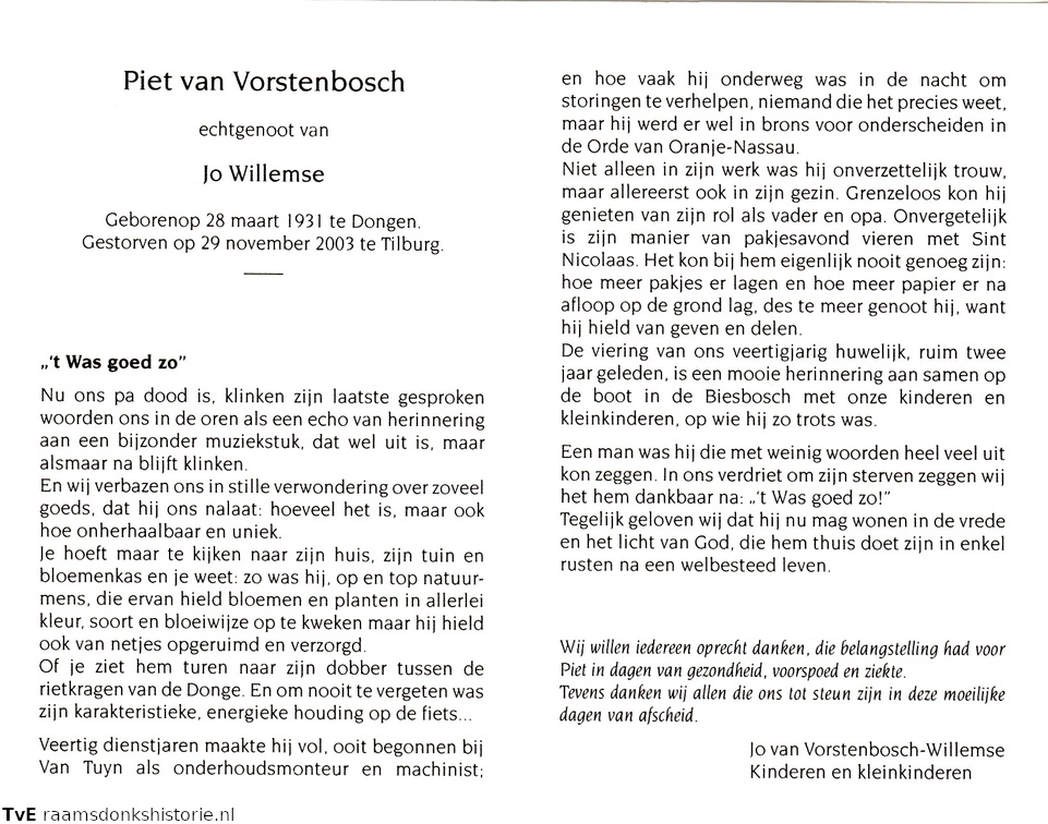 Piet van Vorstenbosch  Jo Willemse
