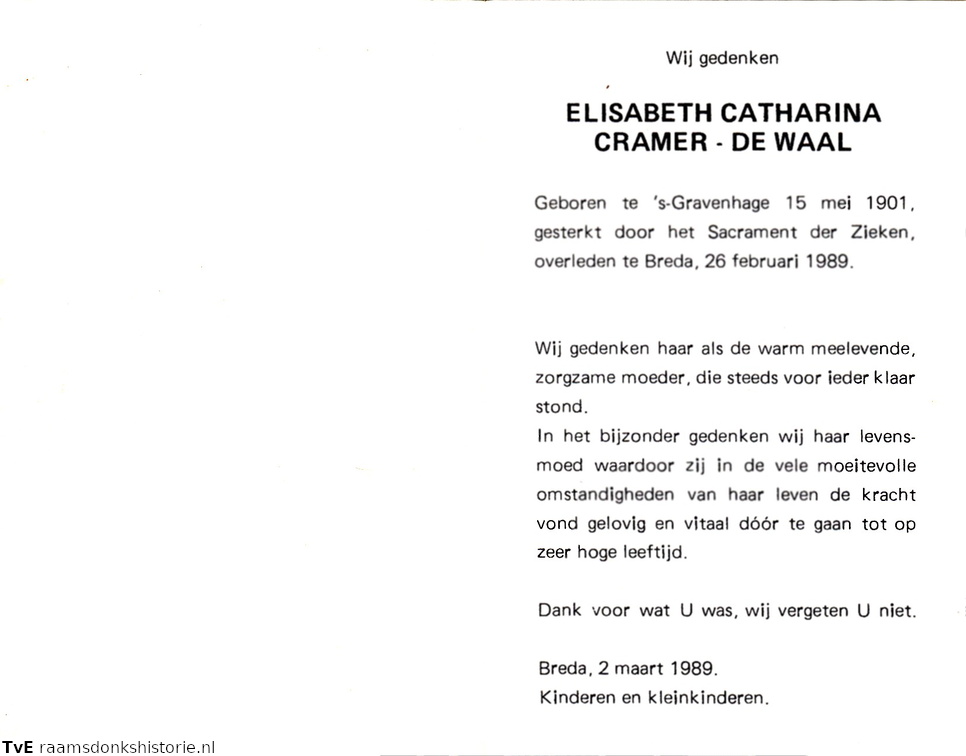 Elisabeth Catharina de Waal Cramer